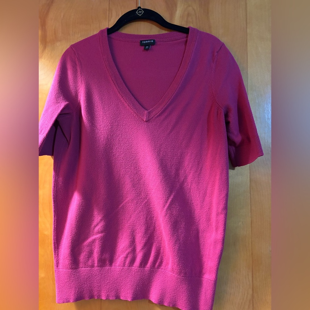 Torrid Fuchsia V-Neck Top